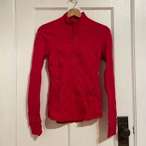lululemon athletica red define full-length zip-up sweater